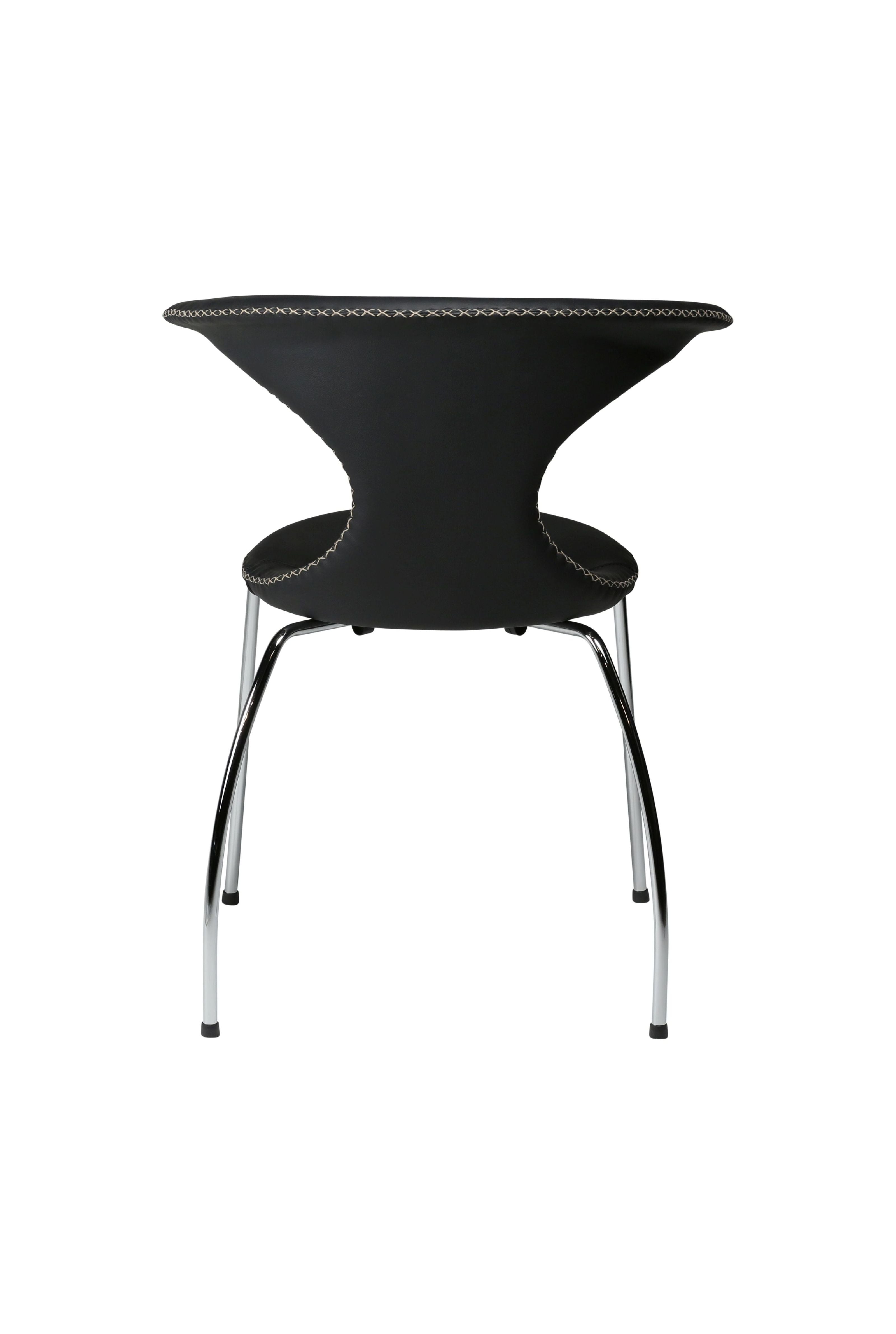 Flair Spisestol i skinn - chrome ben