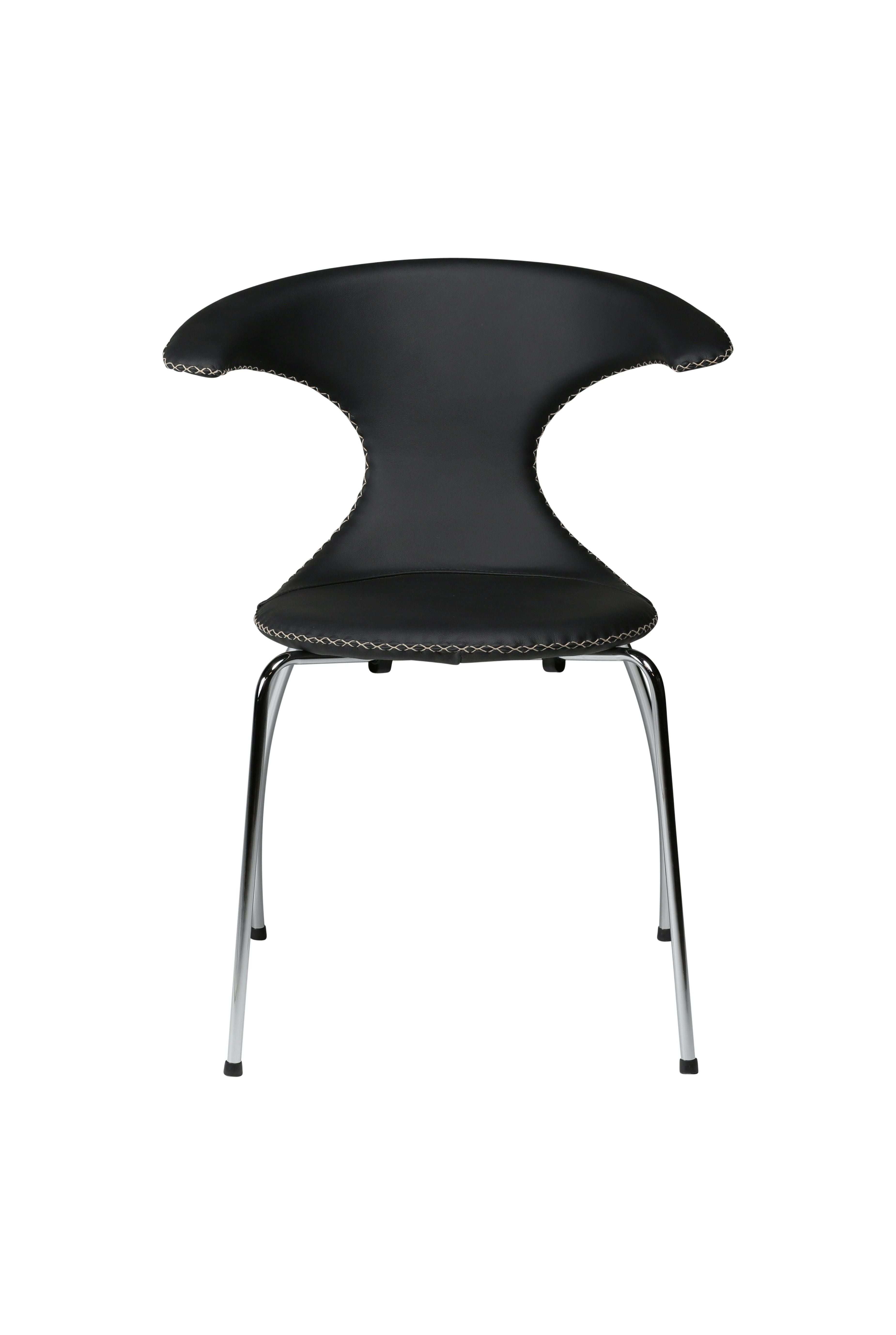Flair Spisestol i skinn - chrome ben