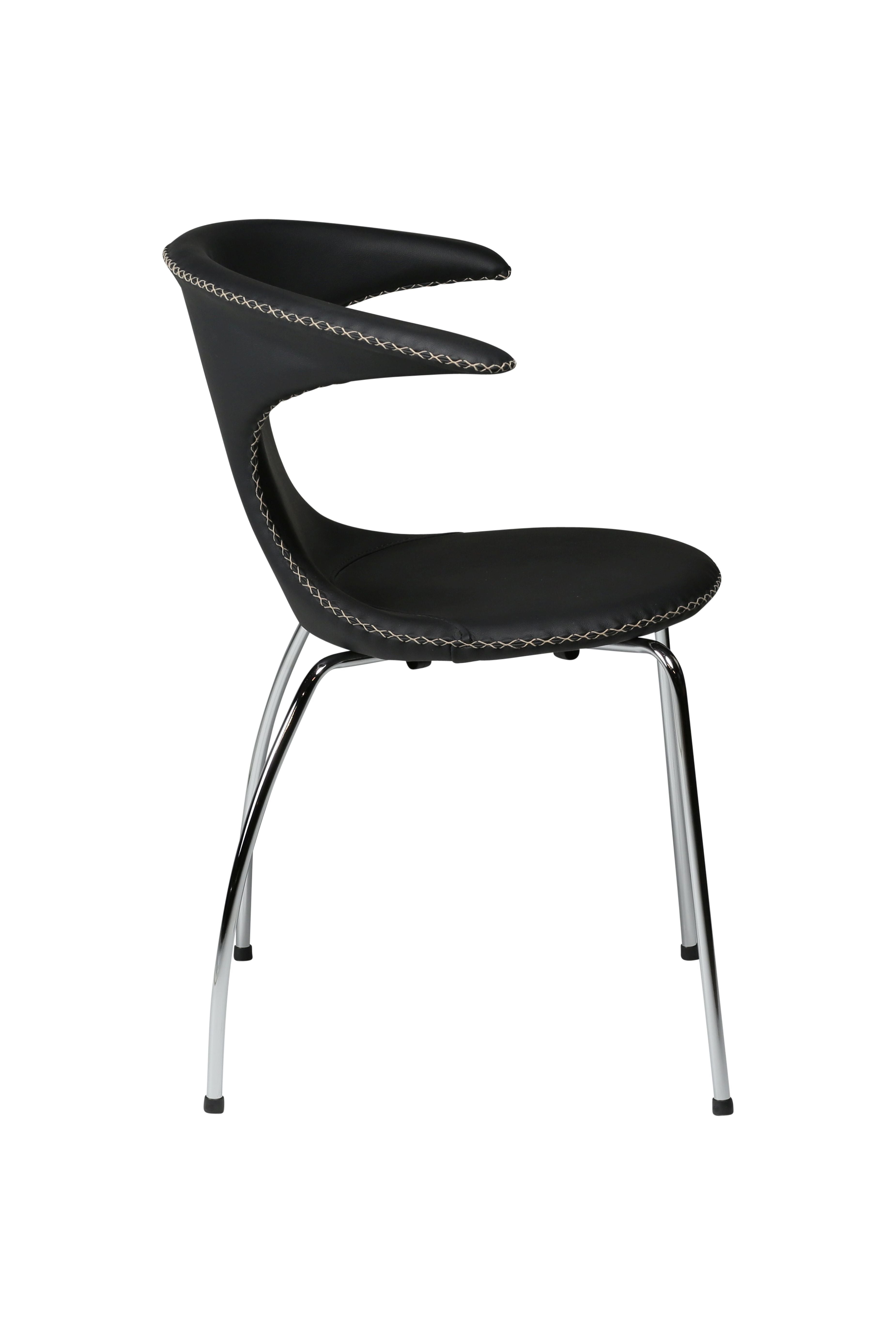 Flair Spisestol i skinn - chrome ben
