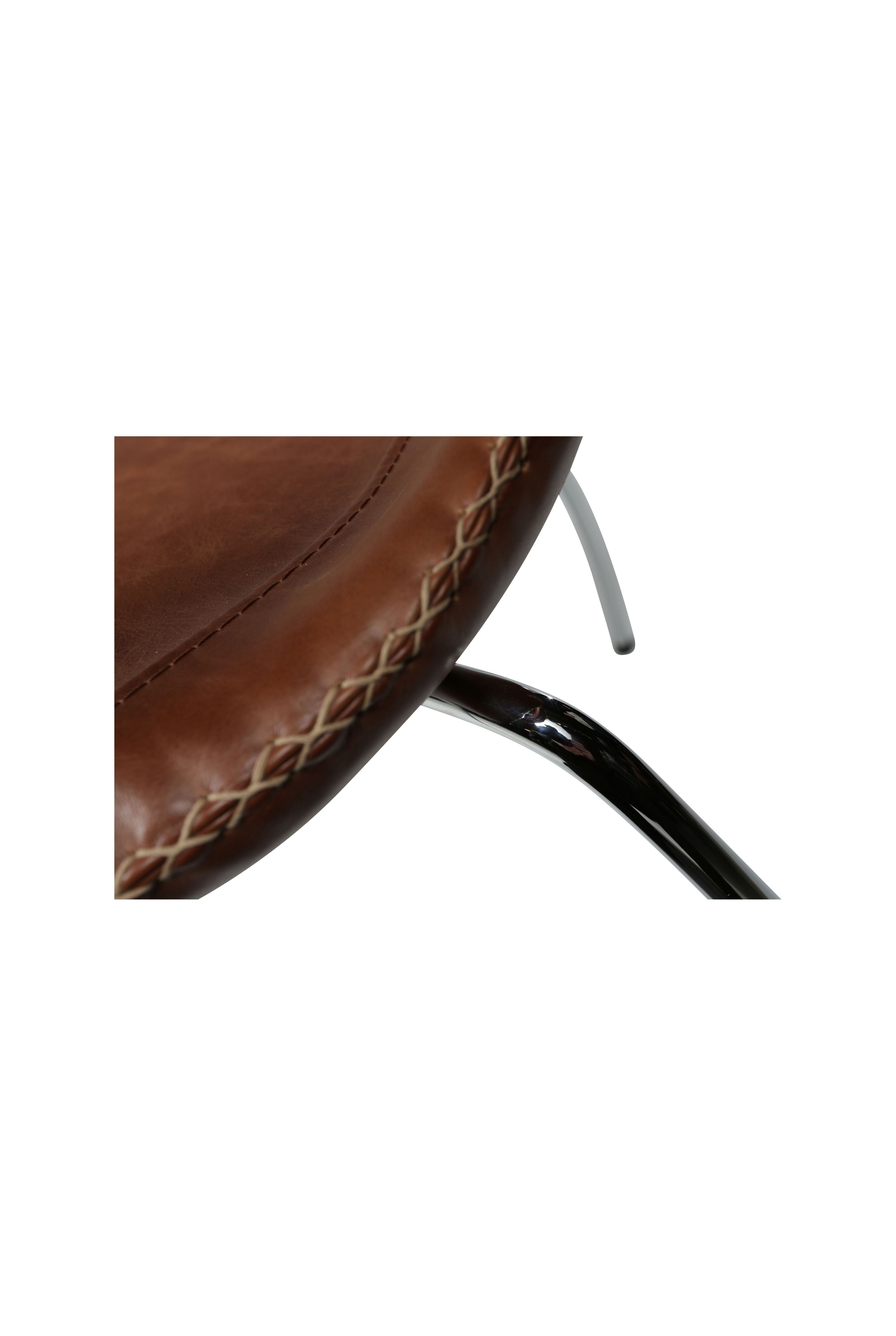 Flair Spisestol i skinn - chrome ben