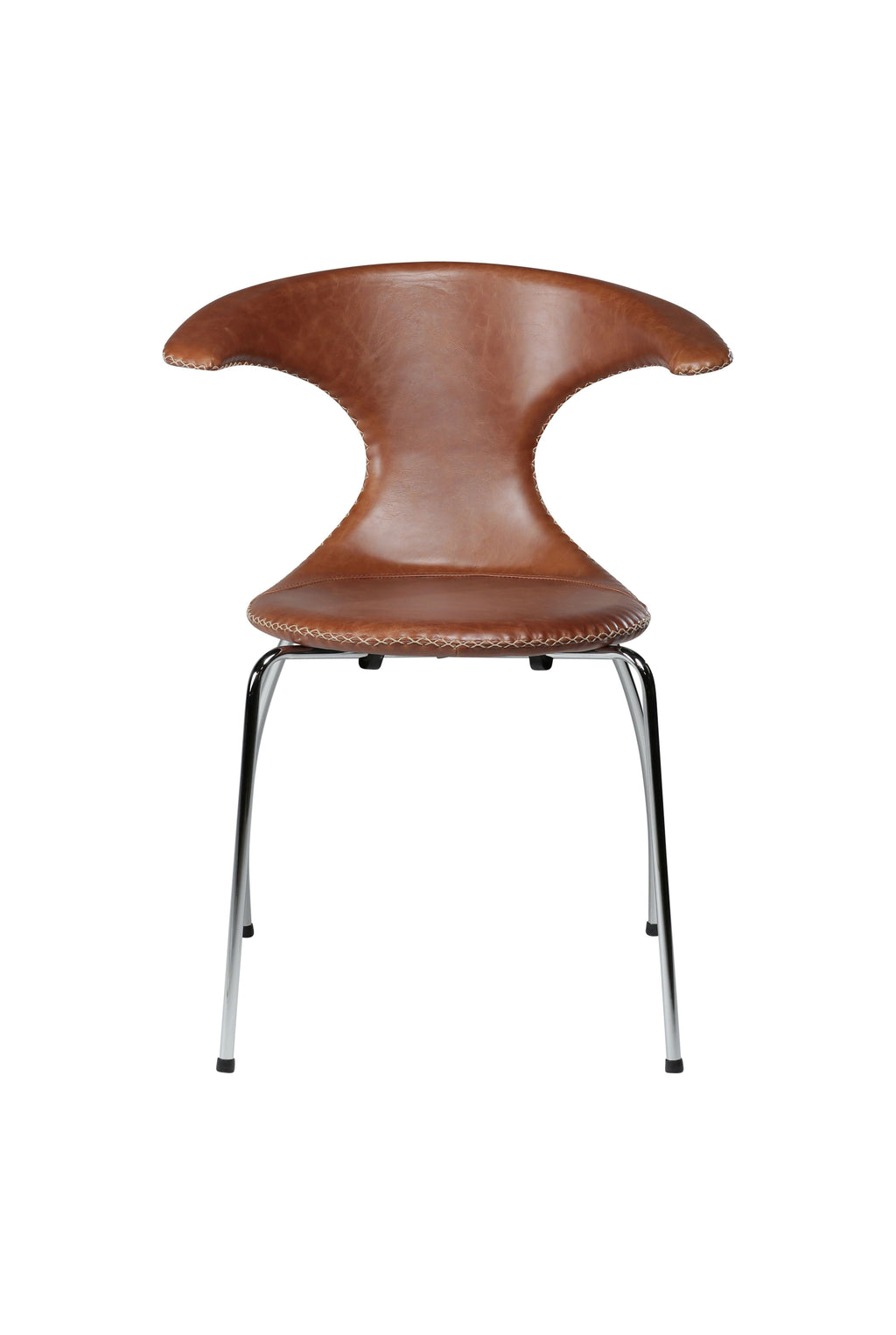Flair Spisestol i skinn - chrome ben
