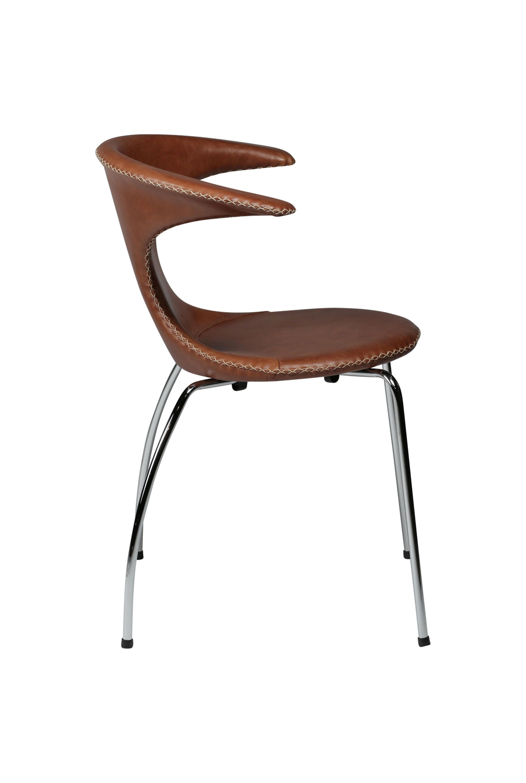 Flair Spisestol i skinn - chrome ben